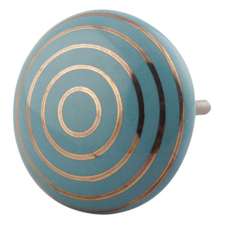 Sea Green Striped Ceramic Flat Cabinet Knobs Online